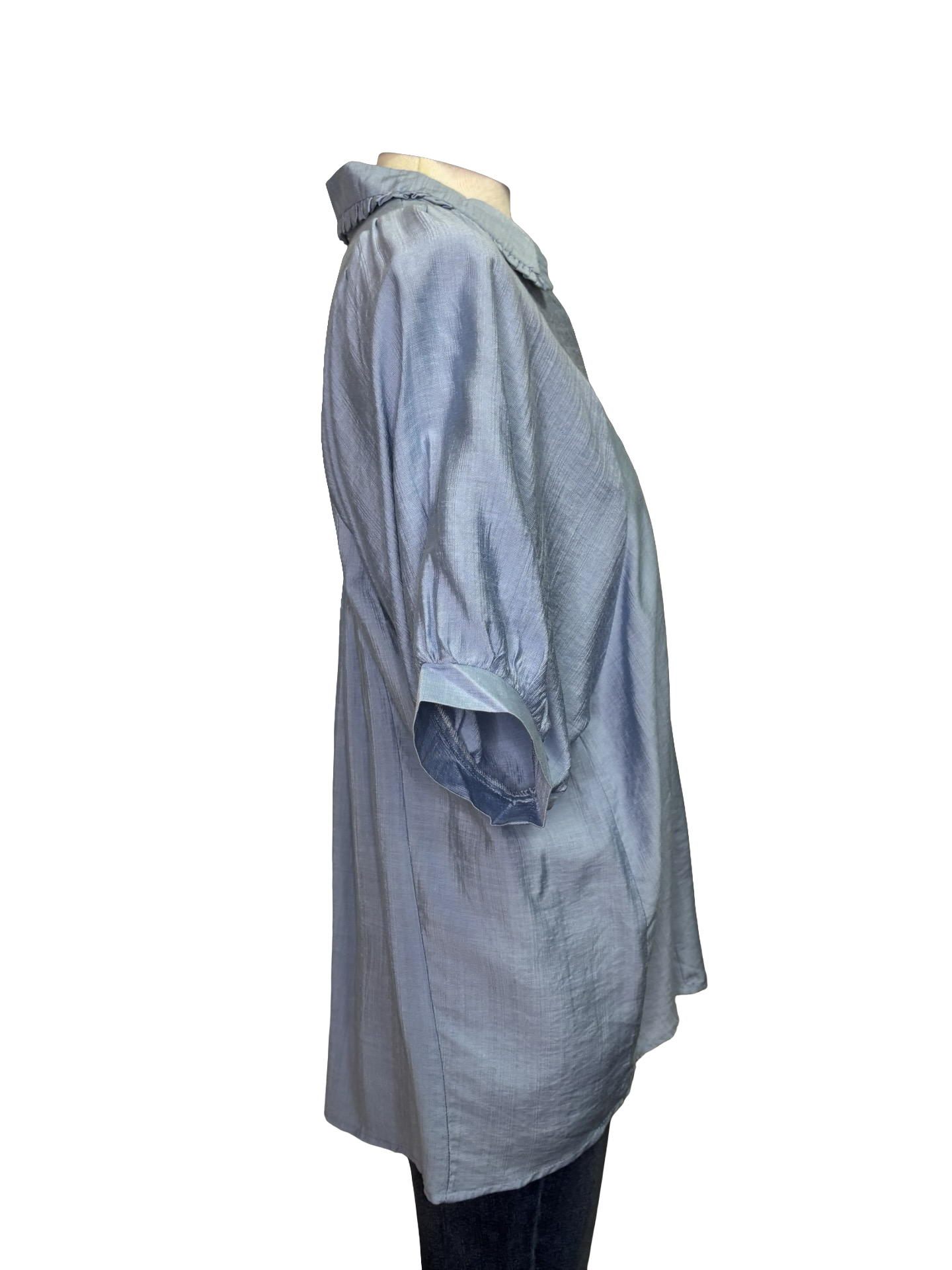 Smocked Puff Sleeve Top Lt Denim