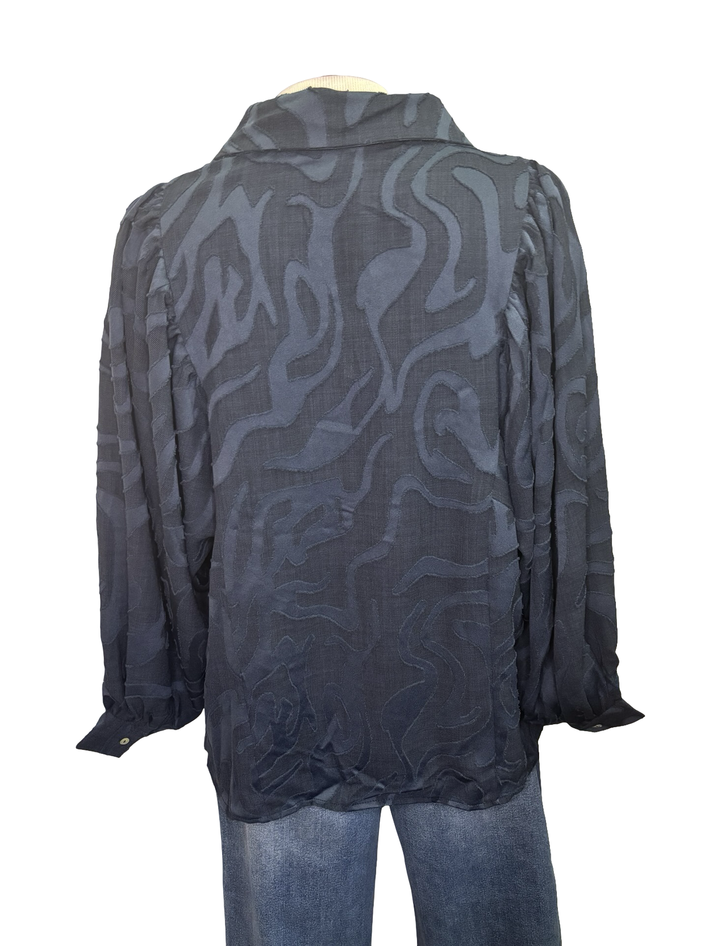 Button Down Textured Top Navy