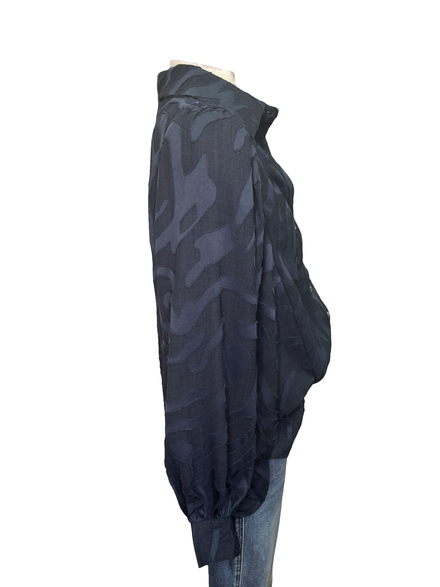 Button Down Textured Top Navy