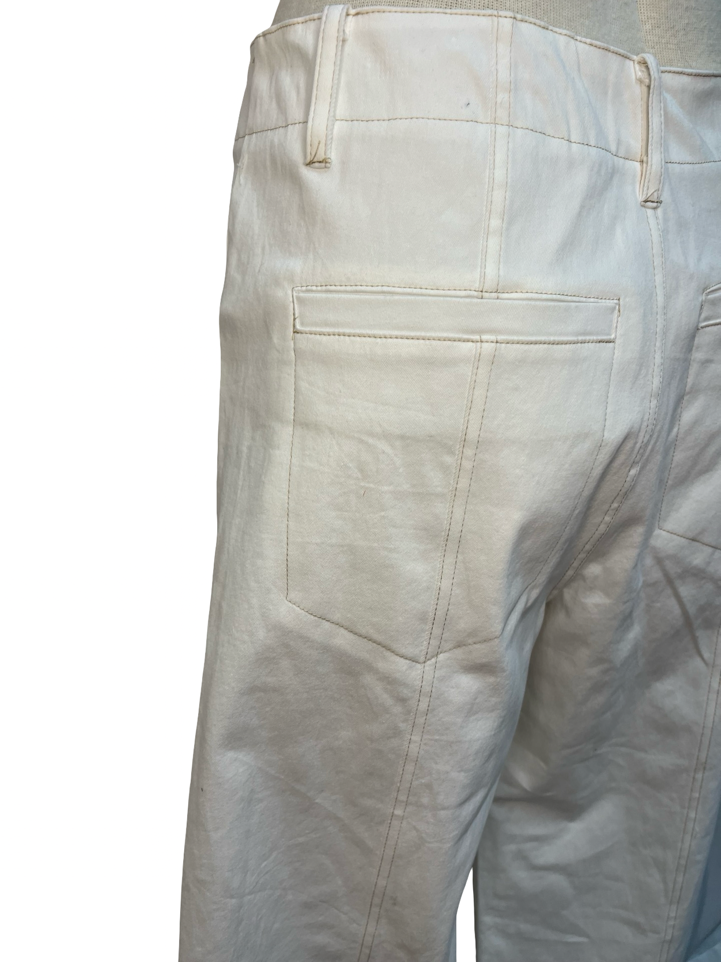 High Rise Stitch Seamed Crop Pants Ivory