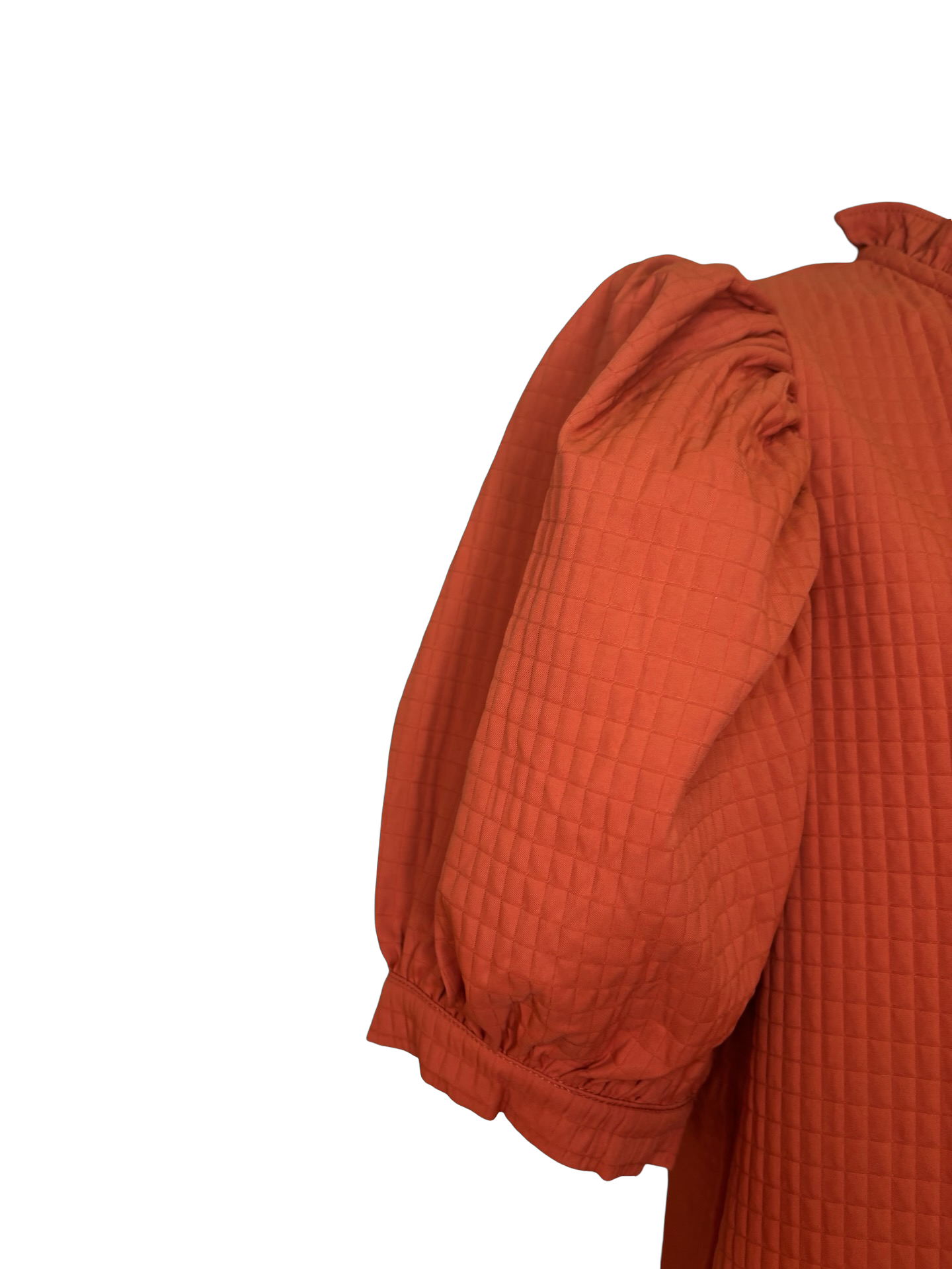 Ruffle V Neck Puff Sleeve Top Rust