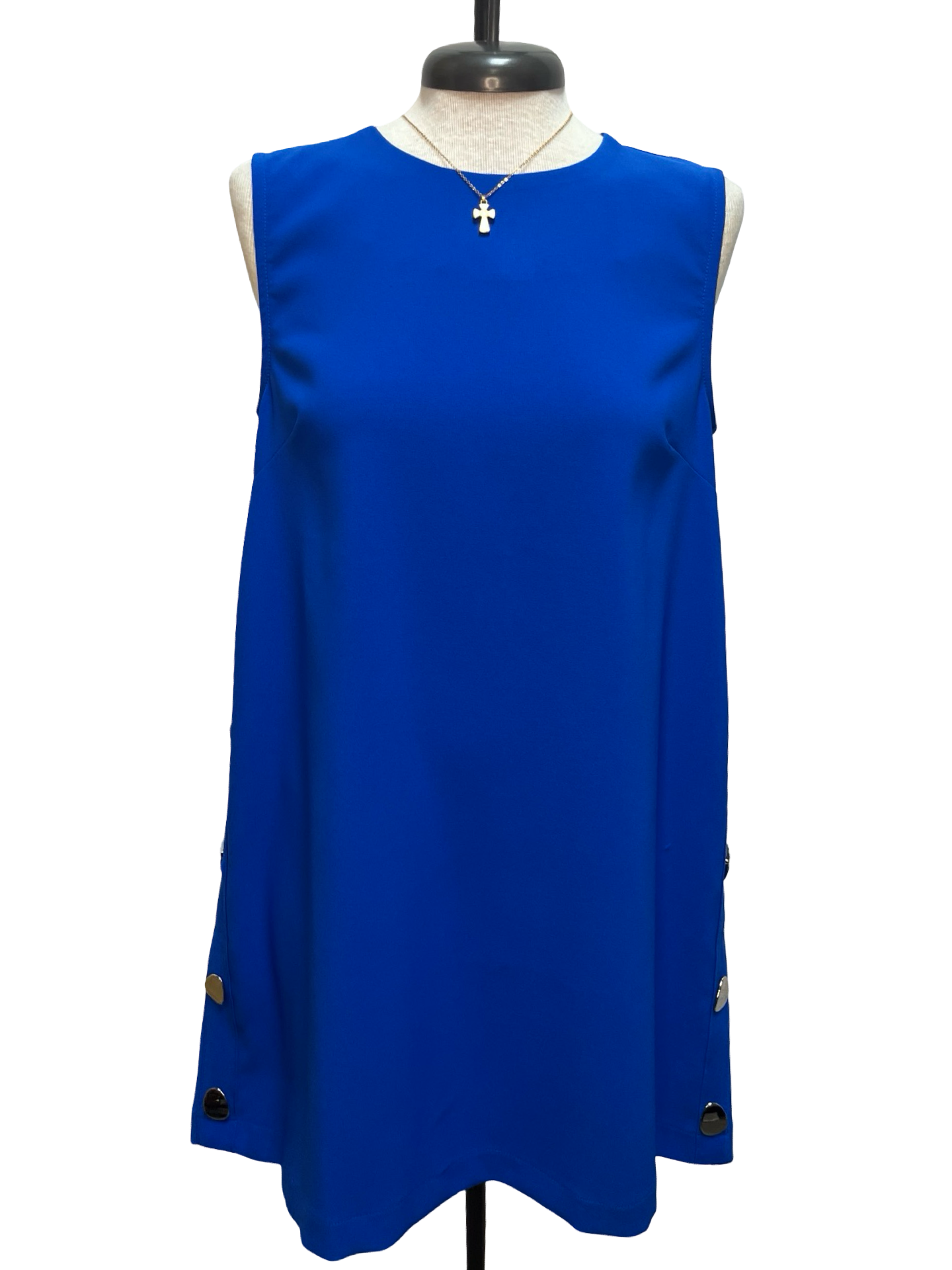 blue mini shift dress REMAIN Leather Sleeveless Mini Dress in Coronet Blue