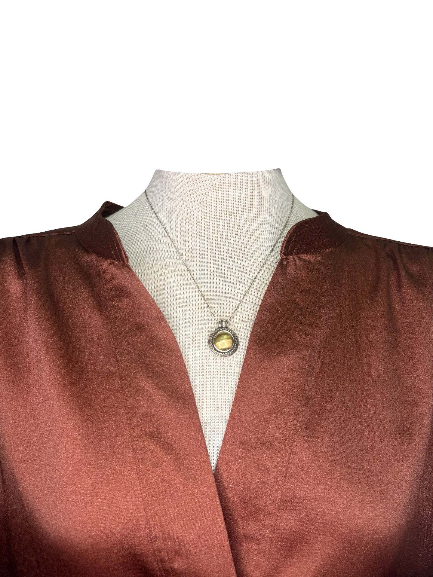 V Neck Drop Satin Blouse Brick