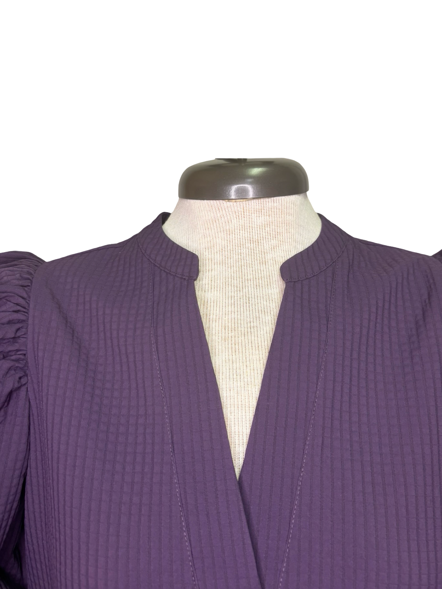 V Neck Puff Sleeve Top Purple