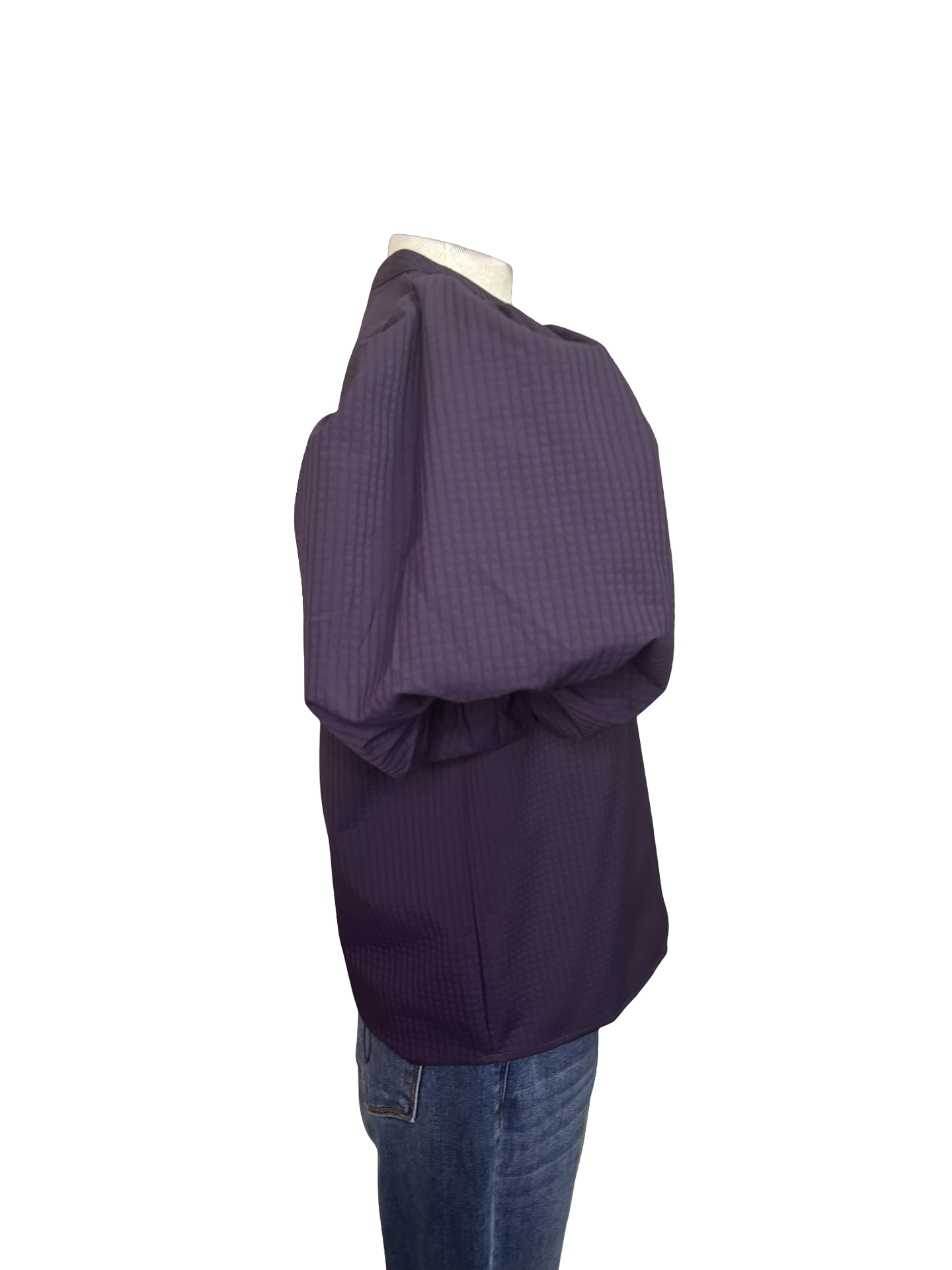 V Neck Puff Sleeve Top Purple