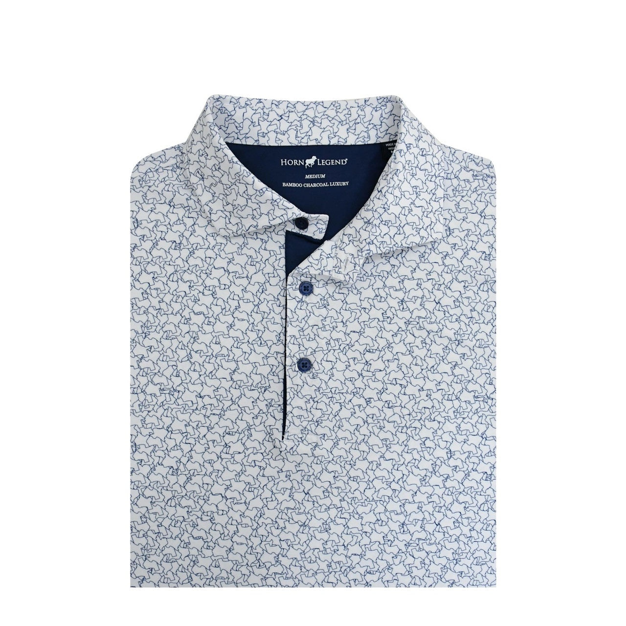 Texas Jigsaw Performance Polo White with Navy