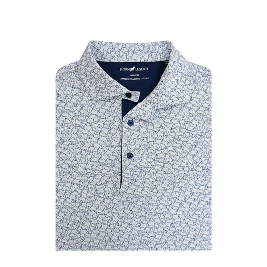 Texas Jigsaw Performance Polo White with Navy