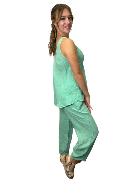 Sequoia Linen Sleeveless Top Aqua