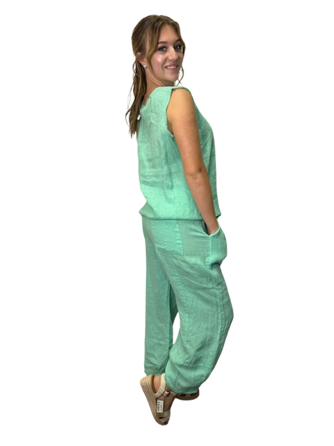 Sequoia Linen Sleeveless Top Aqua
