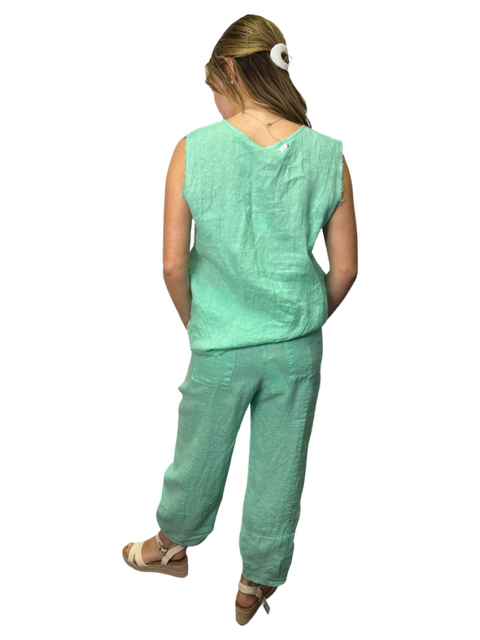 Sequoia Linen Sleeveless Top Aqua
