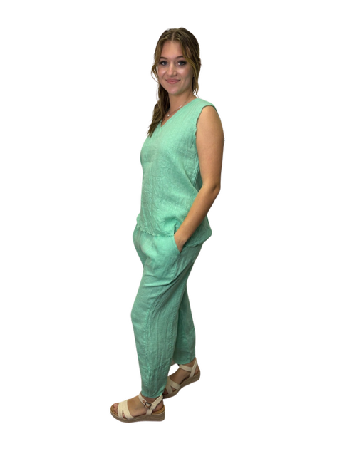 Sequoia Linen Sleeveless Top Aqua