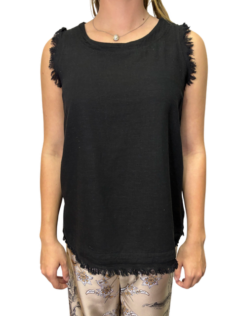 Sleeveless Back Button Tank Black