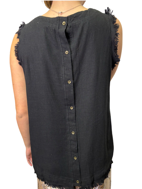 Sleeveless Back Button Tank Black