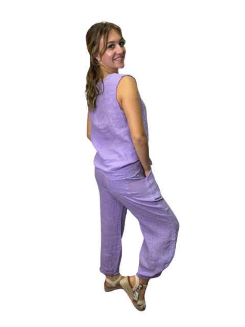 Sequoia Linen Sleeveless Top Lilac
