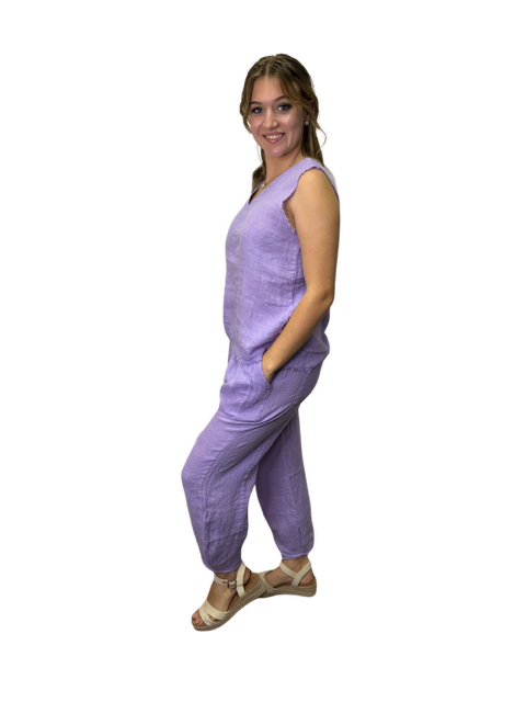 Sequoia Linen Sleeveless Top Lilac