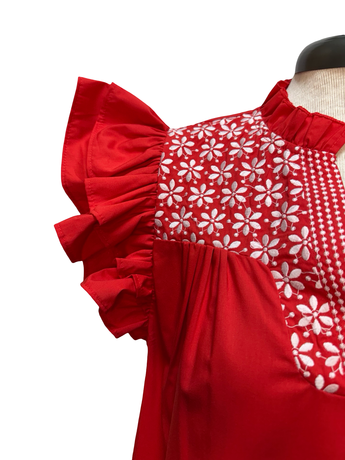 April Red Embroidered Blouse