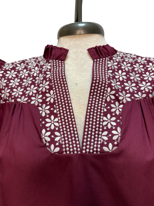 Howdy Maroon Embroidered Blouse