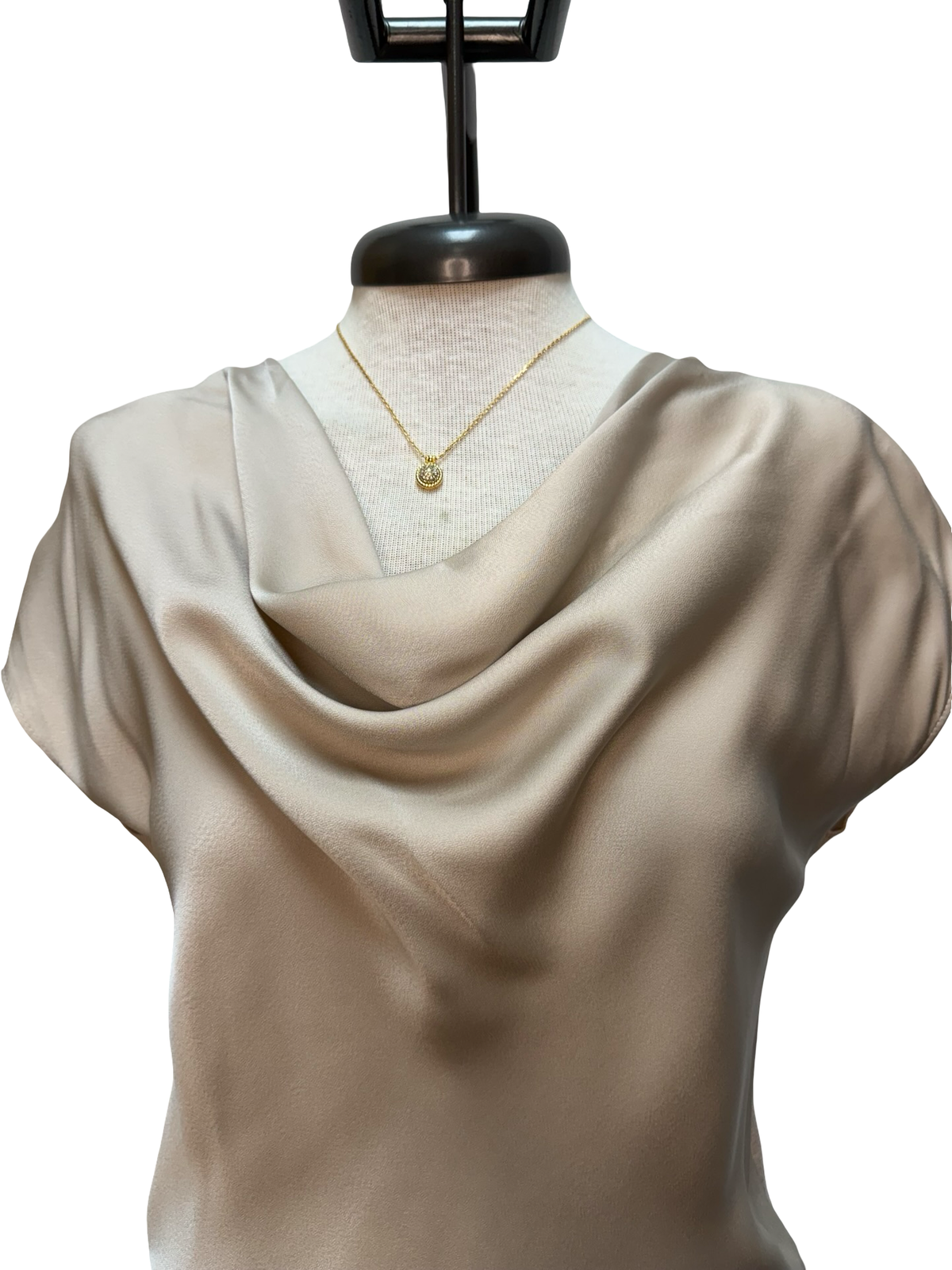 Cowl Neck Combo Blouse Champagne