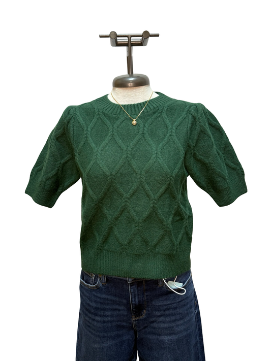 Short Puff Sleeve Sweater Pine