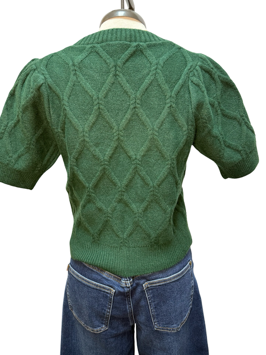 Short Puff Sleeve Sweater Pine