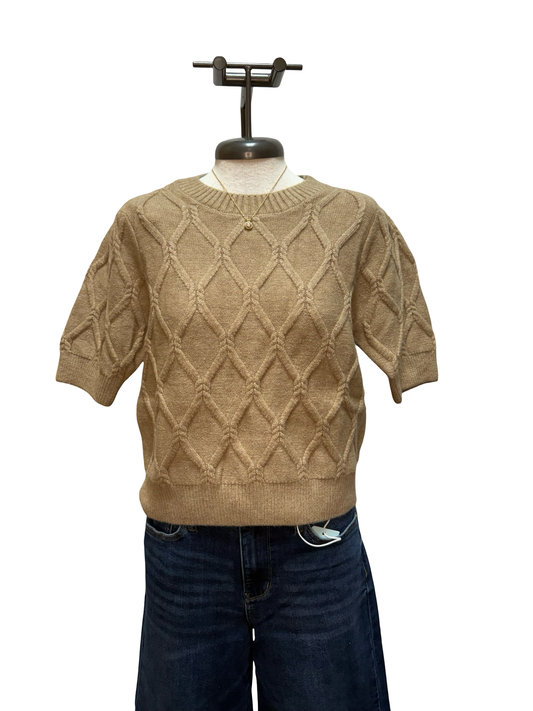 Short Puff Sleeve Sweater Oatmeal