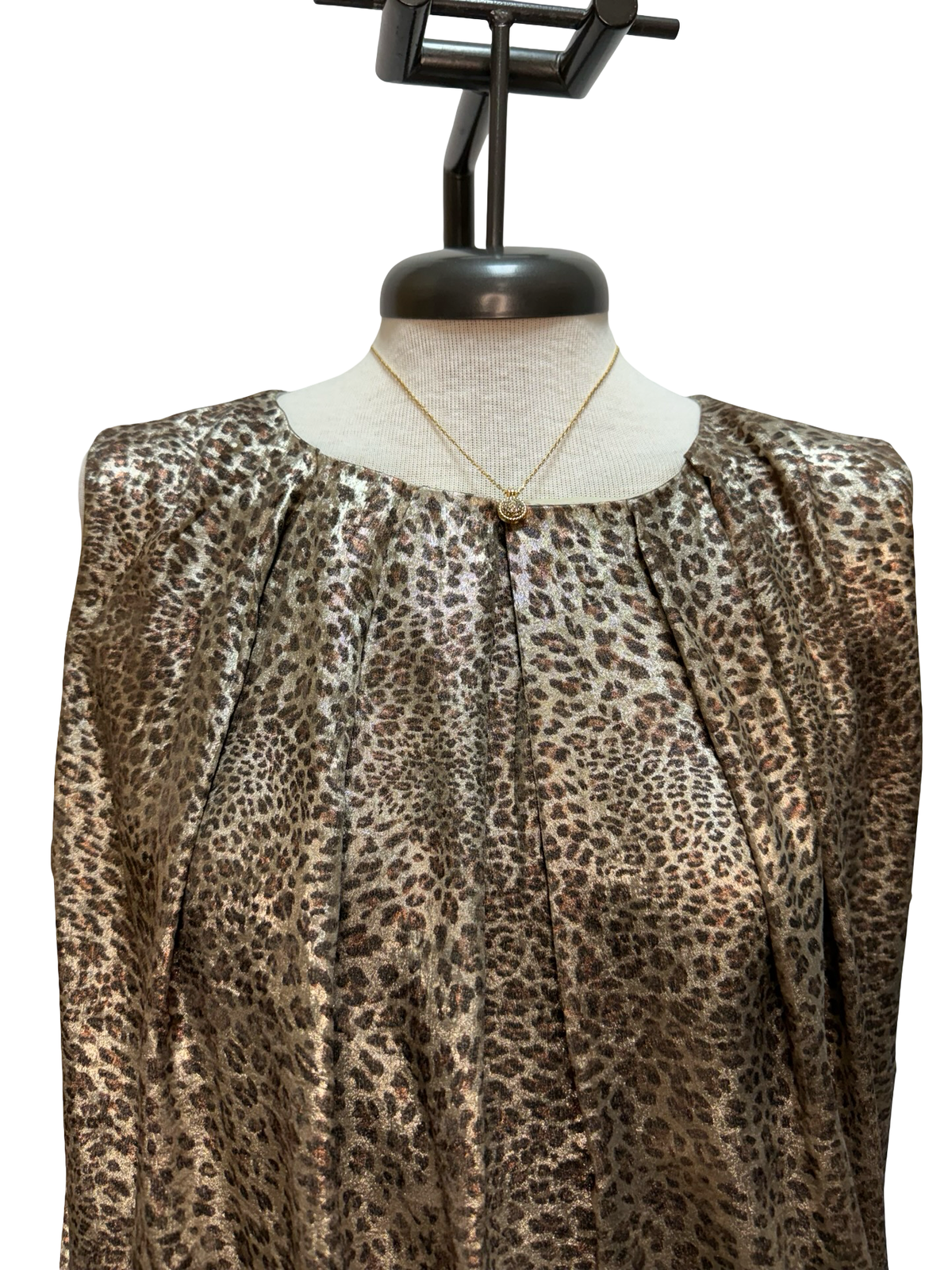 Satin Leopard Bubble-Hem Top
