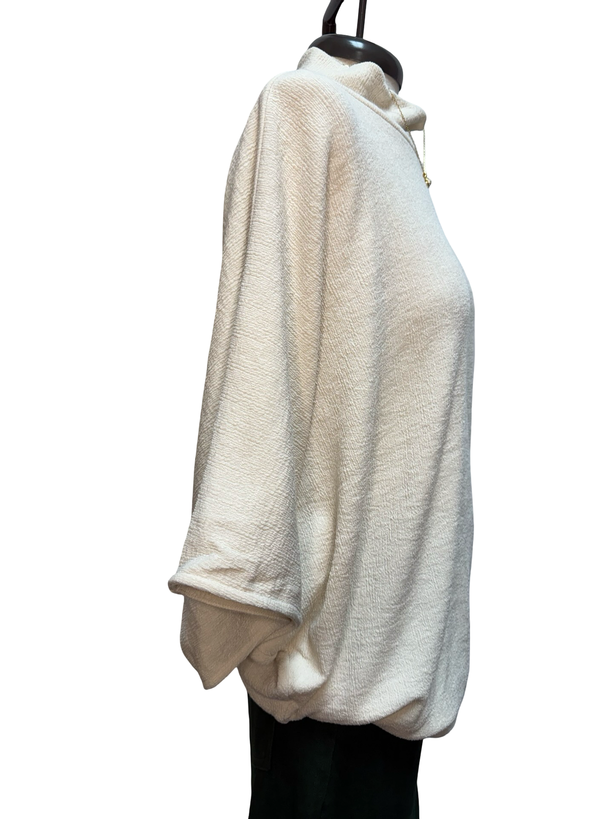 Mock Neck Dolman Sleeve Knit Top Ecru
