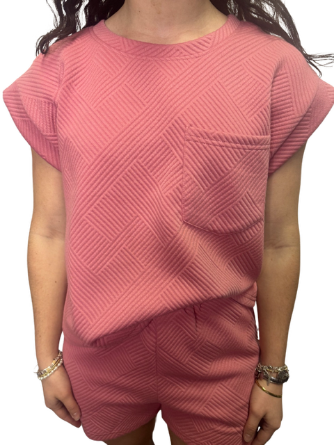 Textured Pink Short Sleeve Top