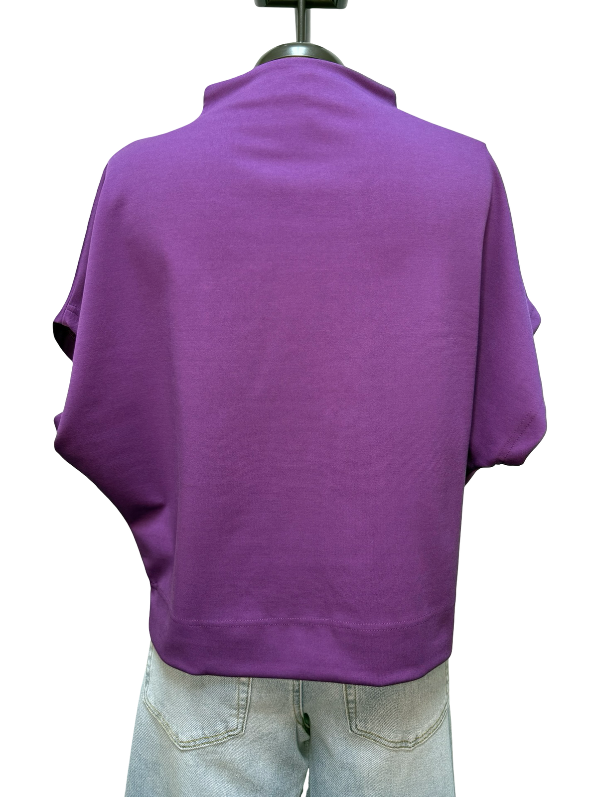 Solid Mock Neck Short Sleeve Top Plum Jam