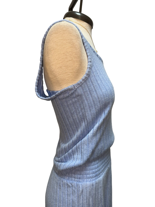 Double Scoop Silky Rib Tank Crystal Blue