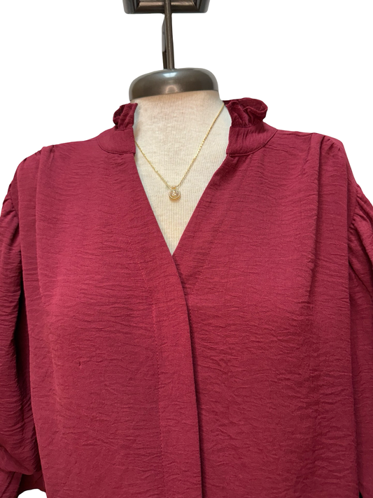 Balloon Sleeve Blouse Burgundy