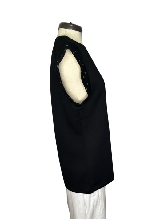 Black Studded Short Sleeve Top