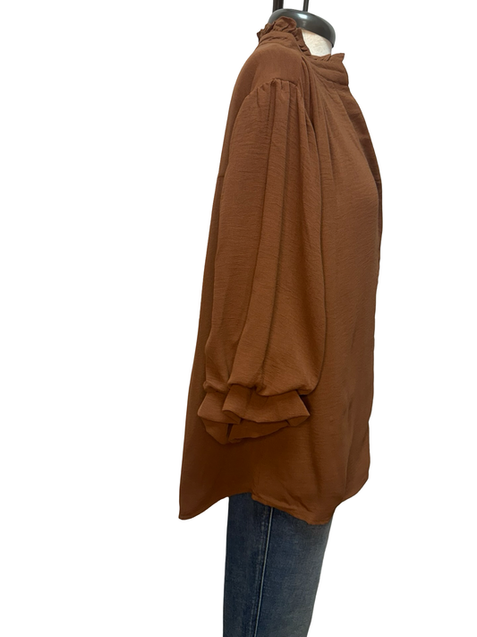 Balloon Sleeve Blouse Mocha
