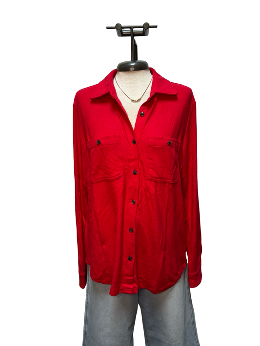 Super Soft Button Up Red