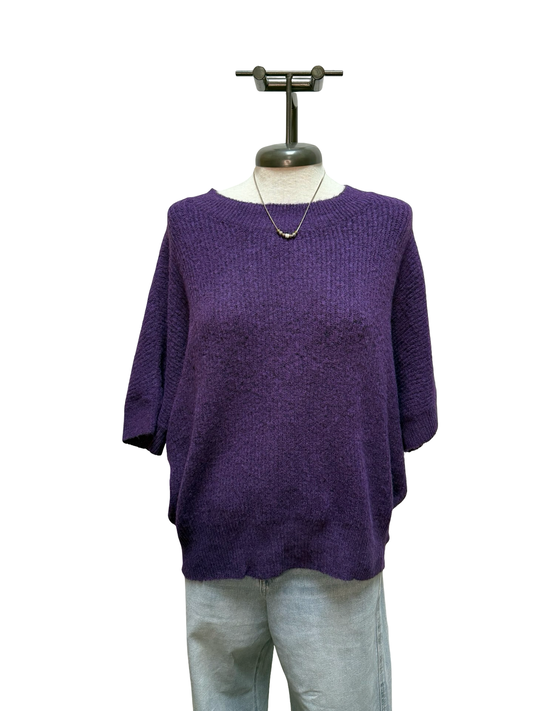 Dolman Sleeve Knit Sweater Eggplant