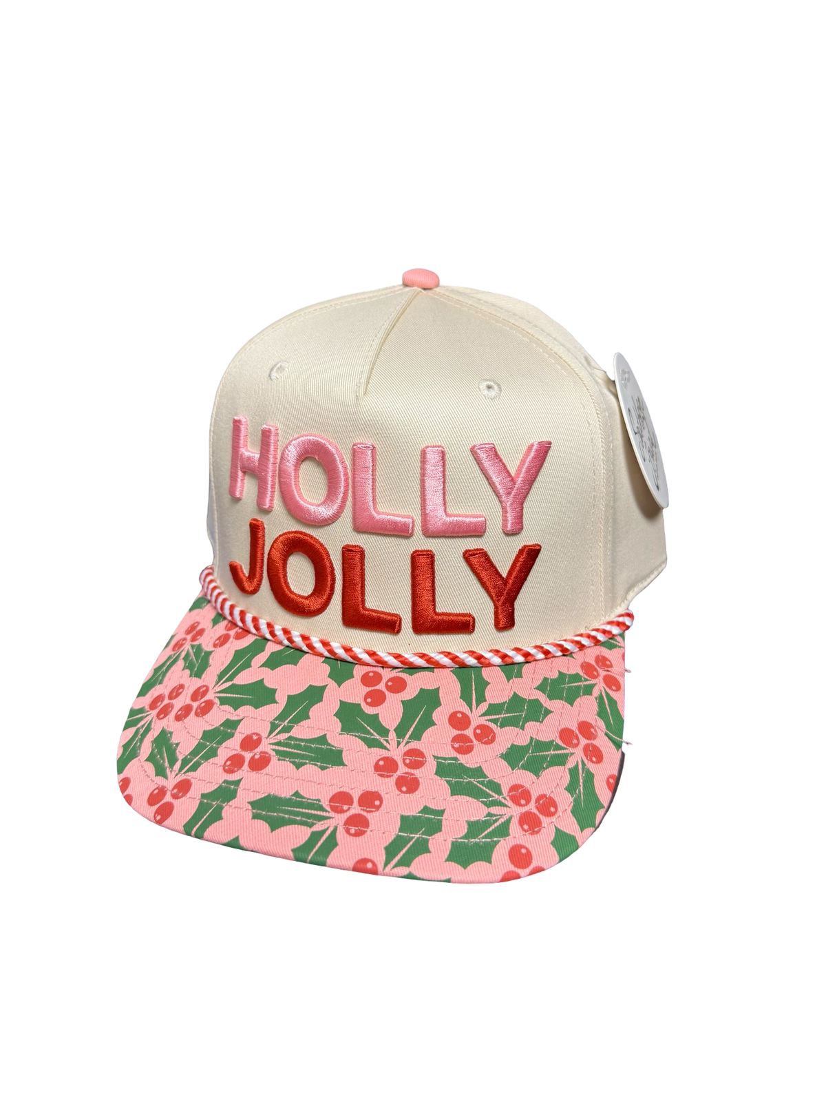 Holly Jolly Puff Embroidered Hat