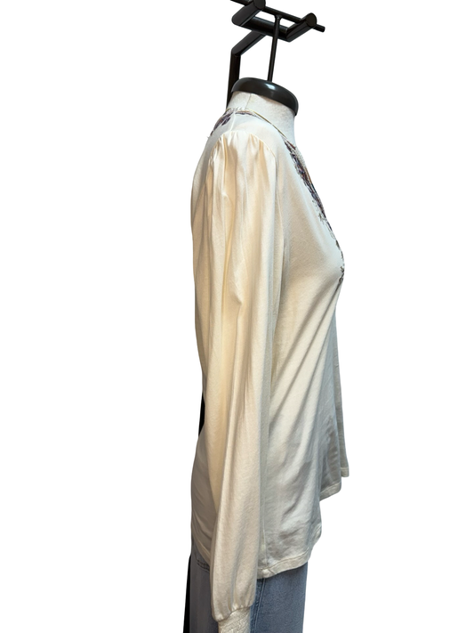 Amyle Henley Bishop Sleeve Tee Artic Wolf