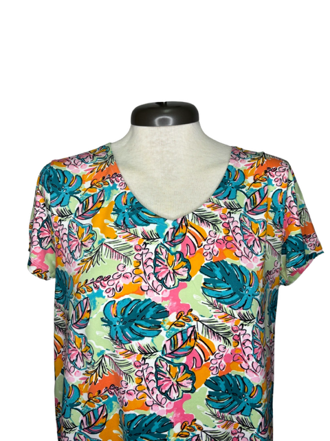 Tropical Monstera Leaf V Neck Top