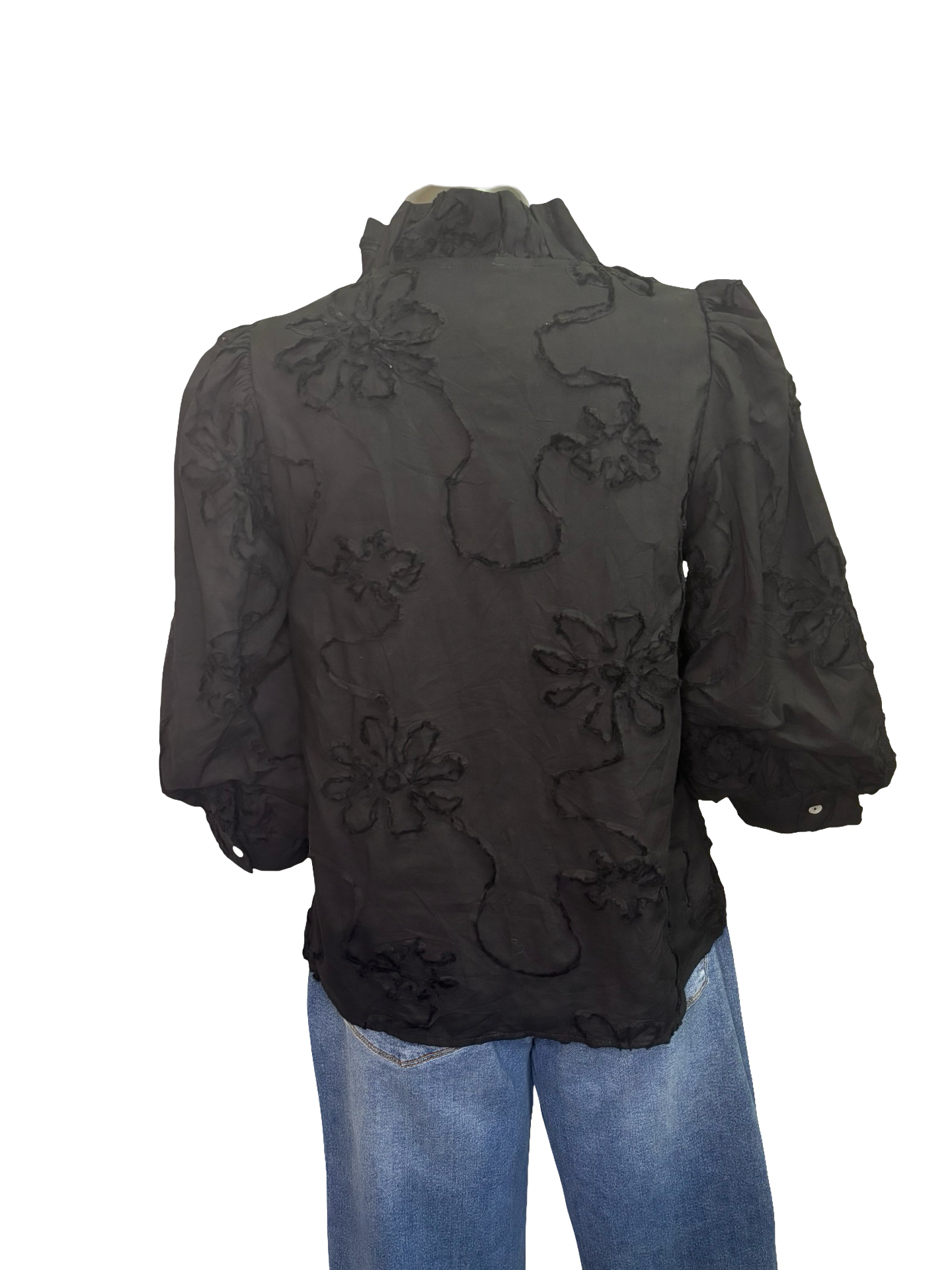Floral 3D Top Black
