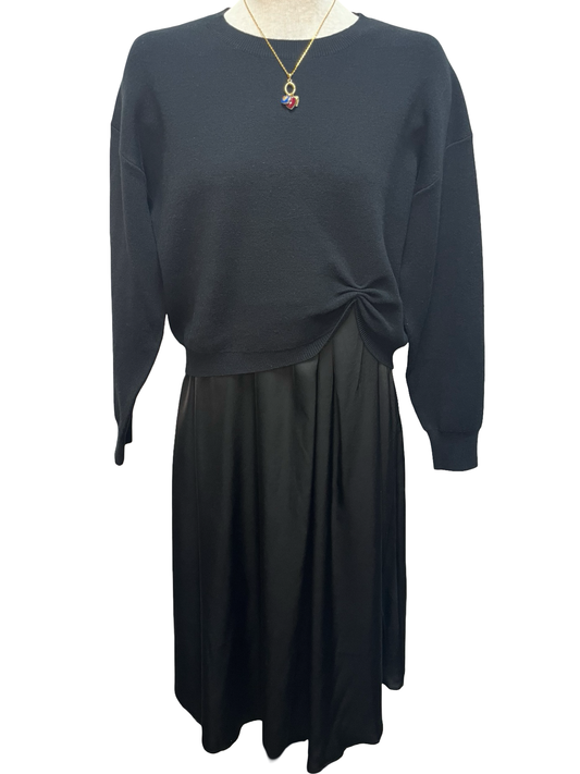 Midi Front Pleat Detail Tank Dress with Sweater