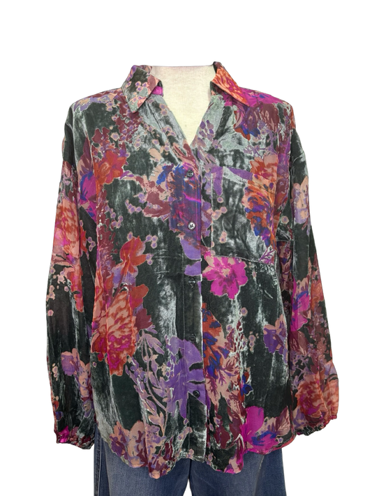 Velvet Flower Print Top