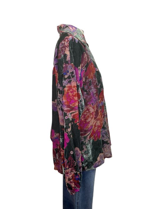 Velvet Flower Print Top