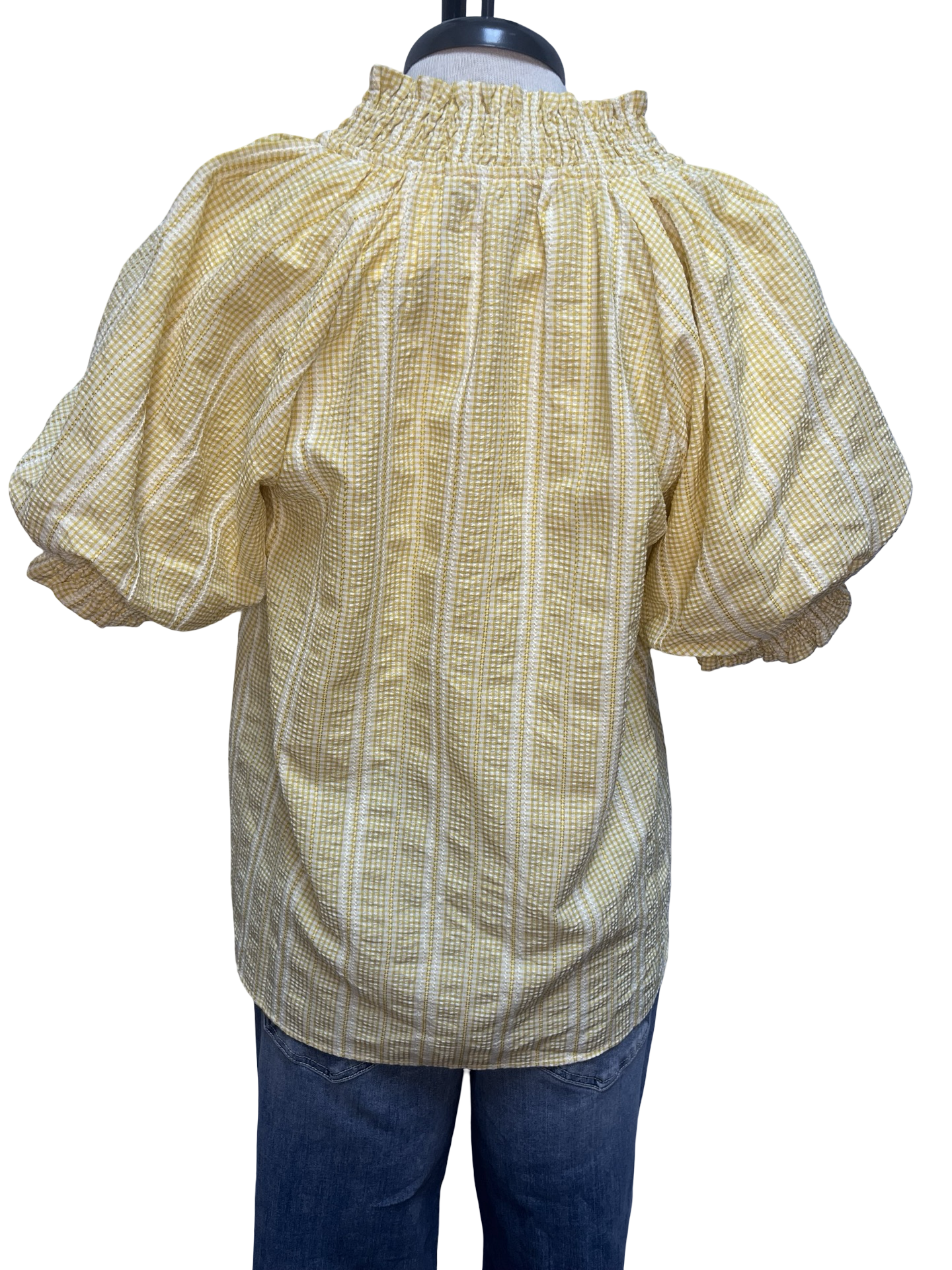 Short Puff Sleeve Stripe Top Yellow
