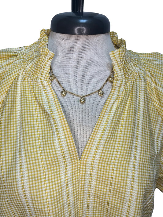 Short Puff Sleeve Stripe Top Yellow