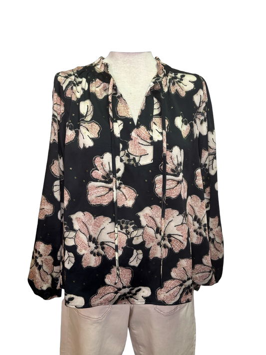 Long Sleeve Floral Shimmer Top