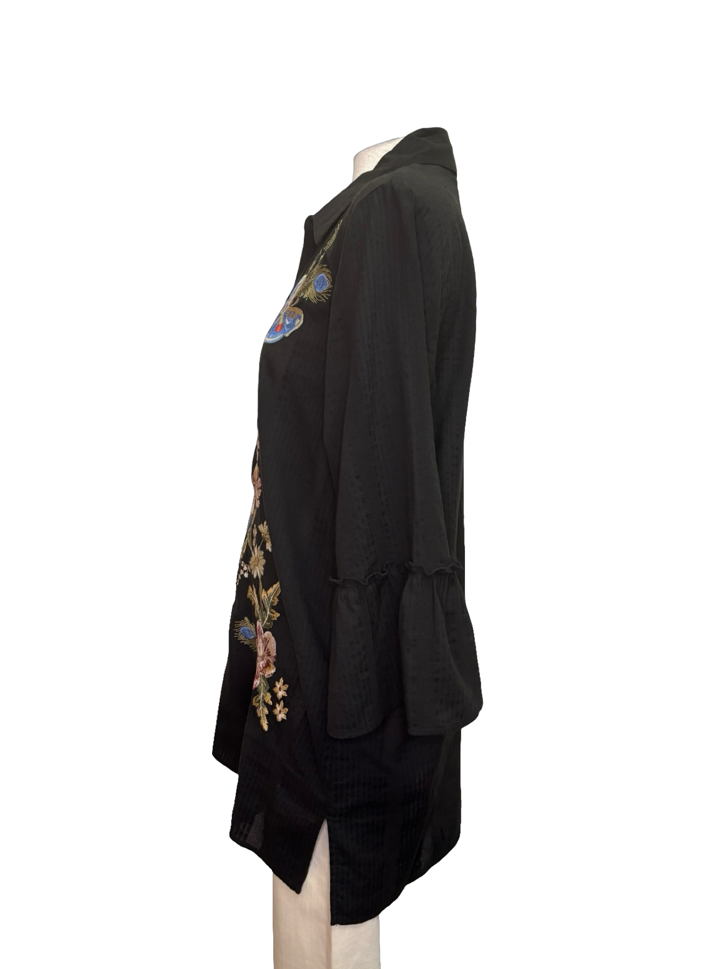 Florrie Embroidered Henley Tunic Black