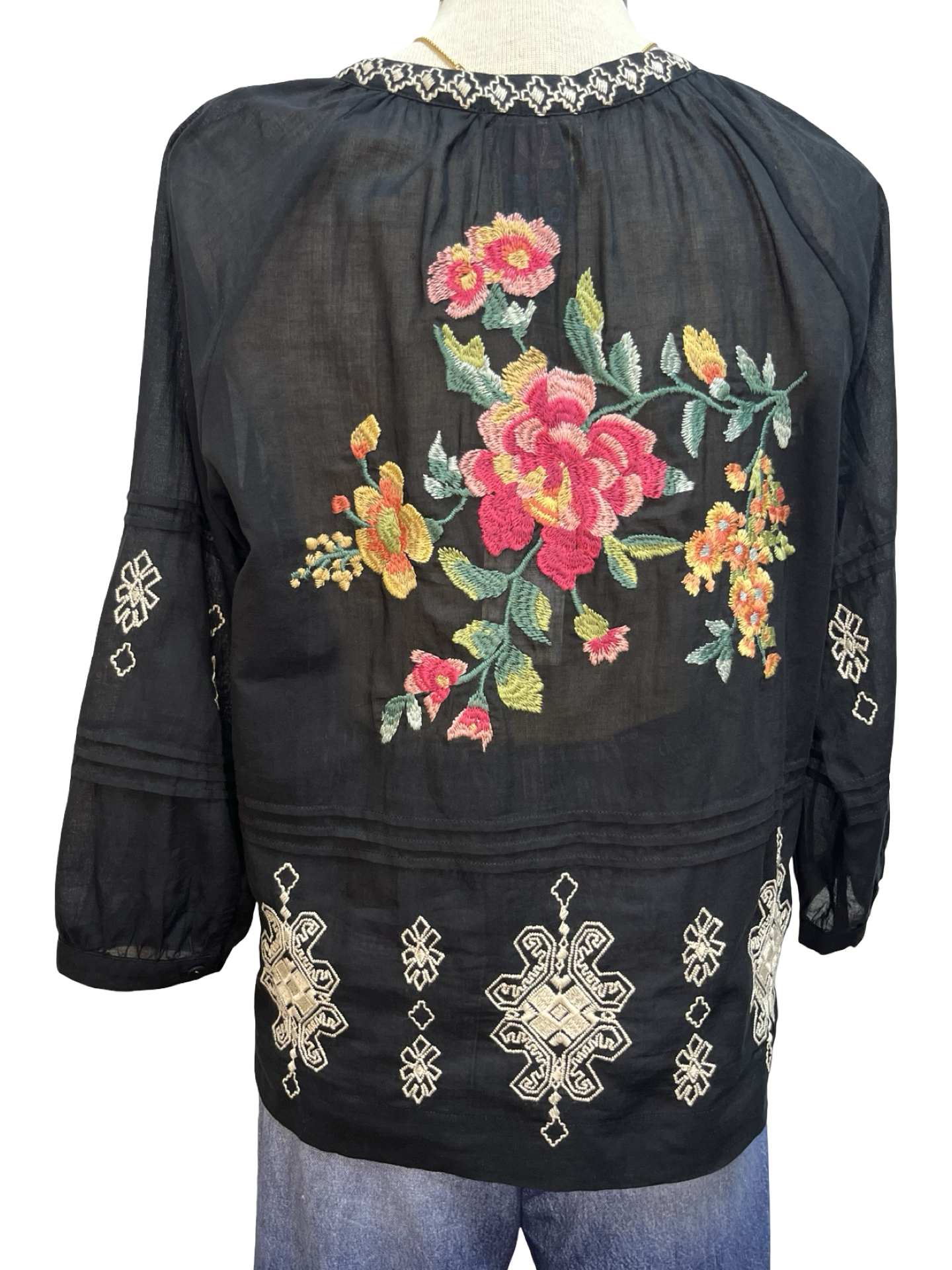 Pintuck Raglan Button Up Sunnie Black