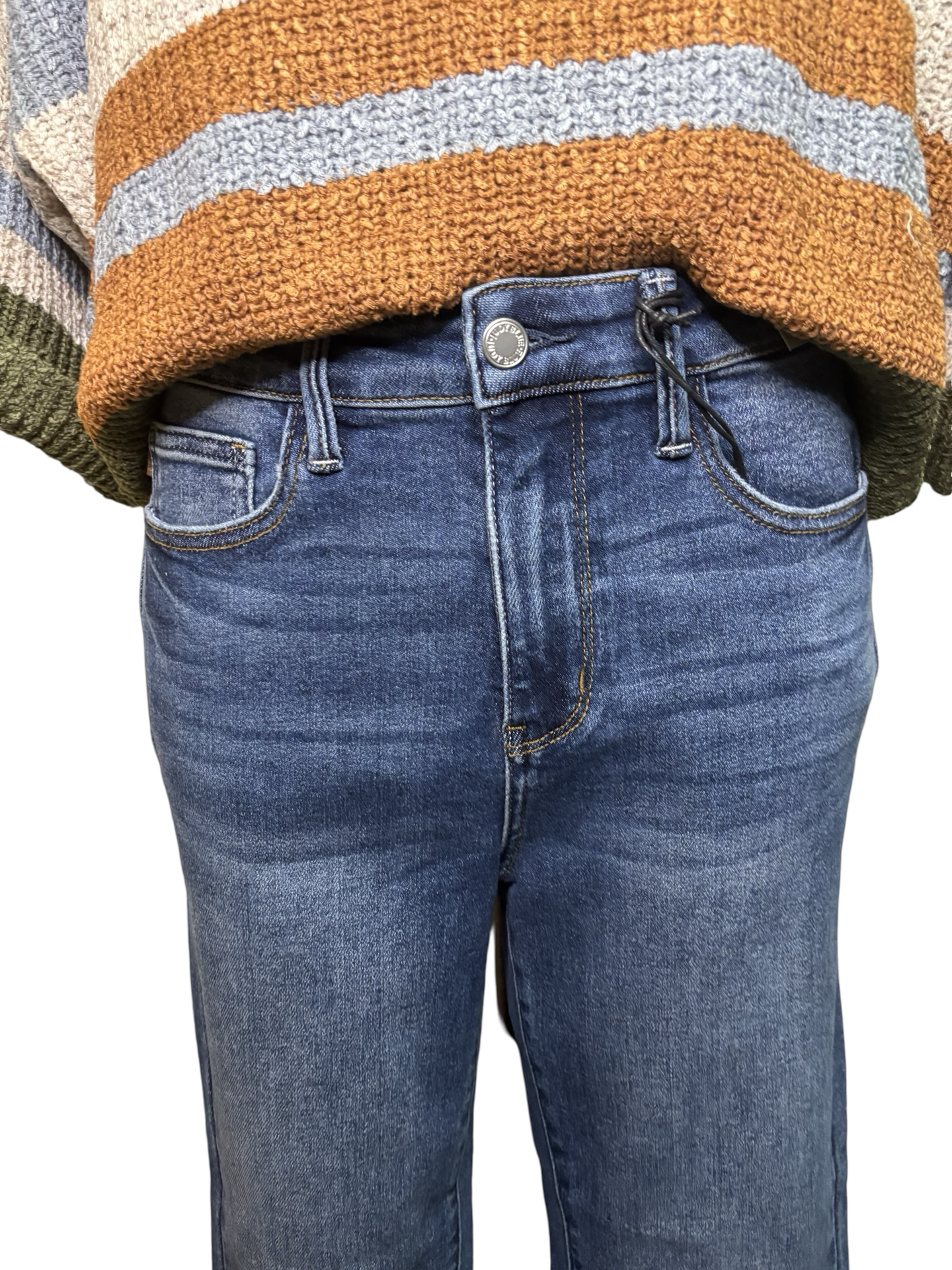 Judy Blue HW Vintage Wash Release Hem Kick Flare Crop Jean