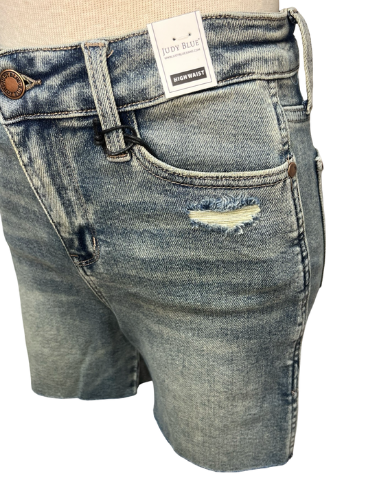 Judy Blue HW Vintage Wash Side Slit Shorts