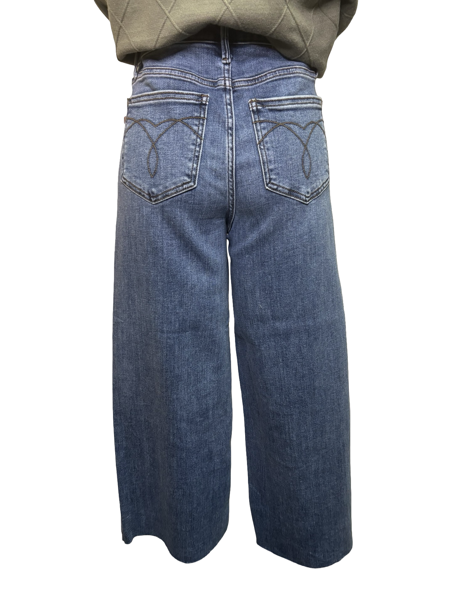 Judy Blue HW Wide Crop Classic Raw Hem Jeans
